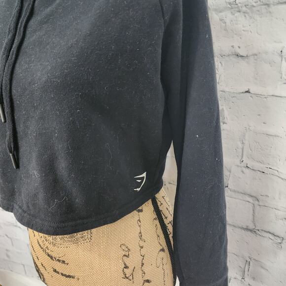 Gymshark Slouch cropped hoodie sweater Sz M black pullover A4N - Picture 2 of 4